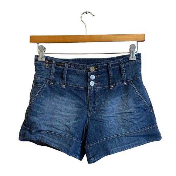 Anthropologie 4 blue jeans shorts high rise button fly Pilcro - Picture 1 of 7